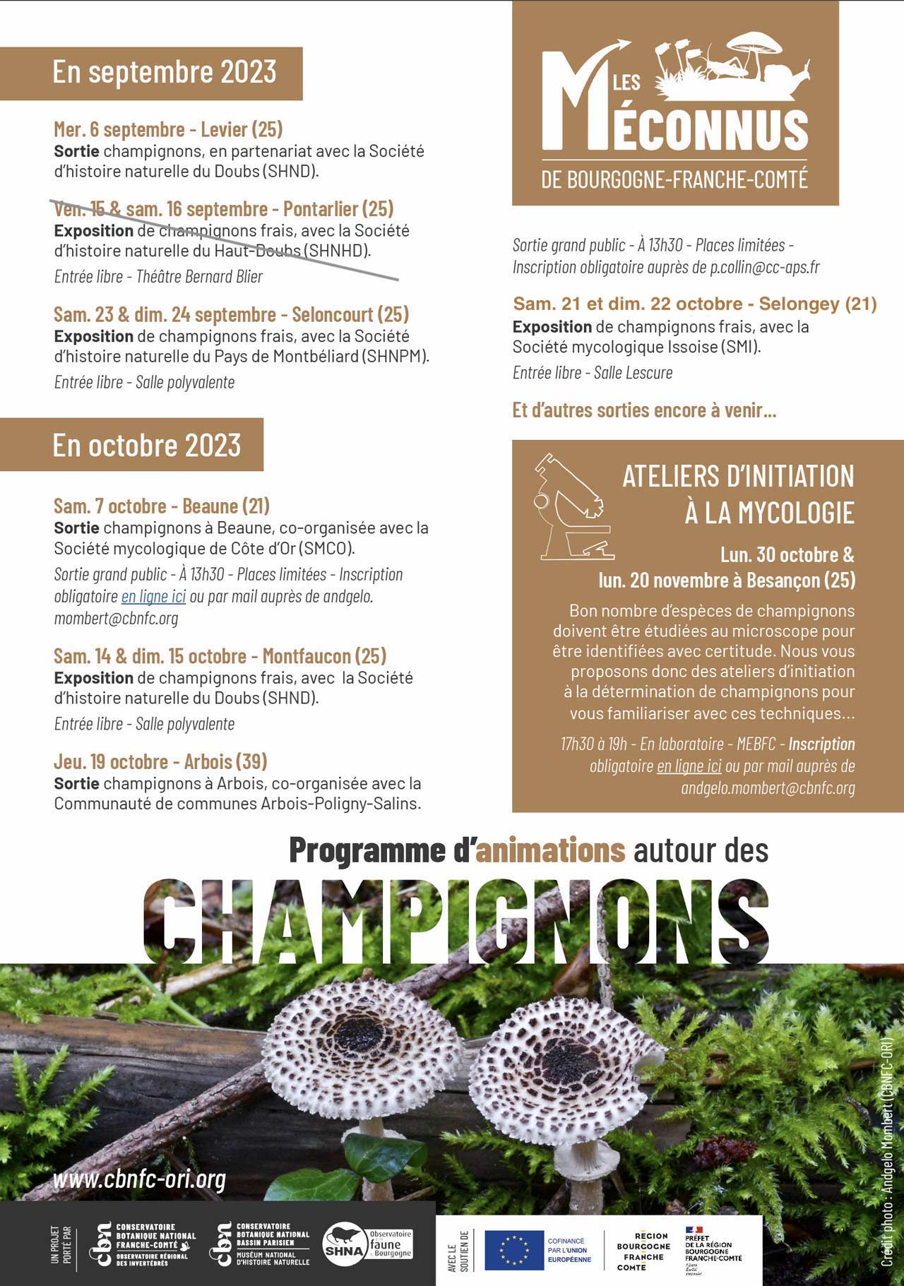 programme sortie champignons mycologie Bourgogne-franche-comté