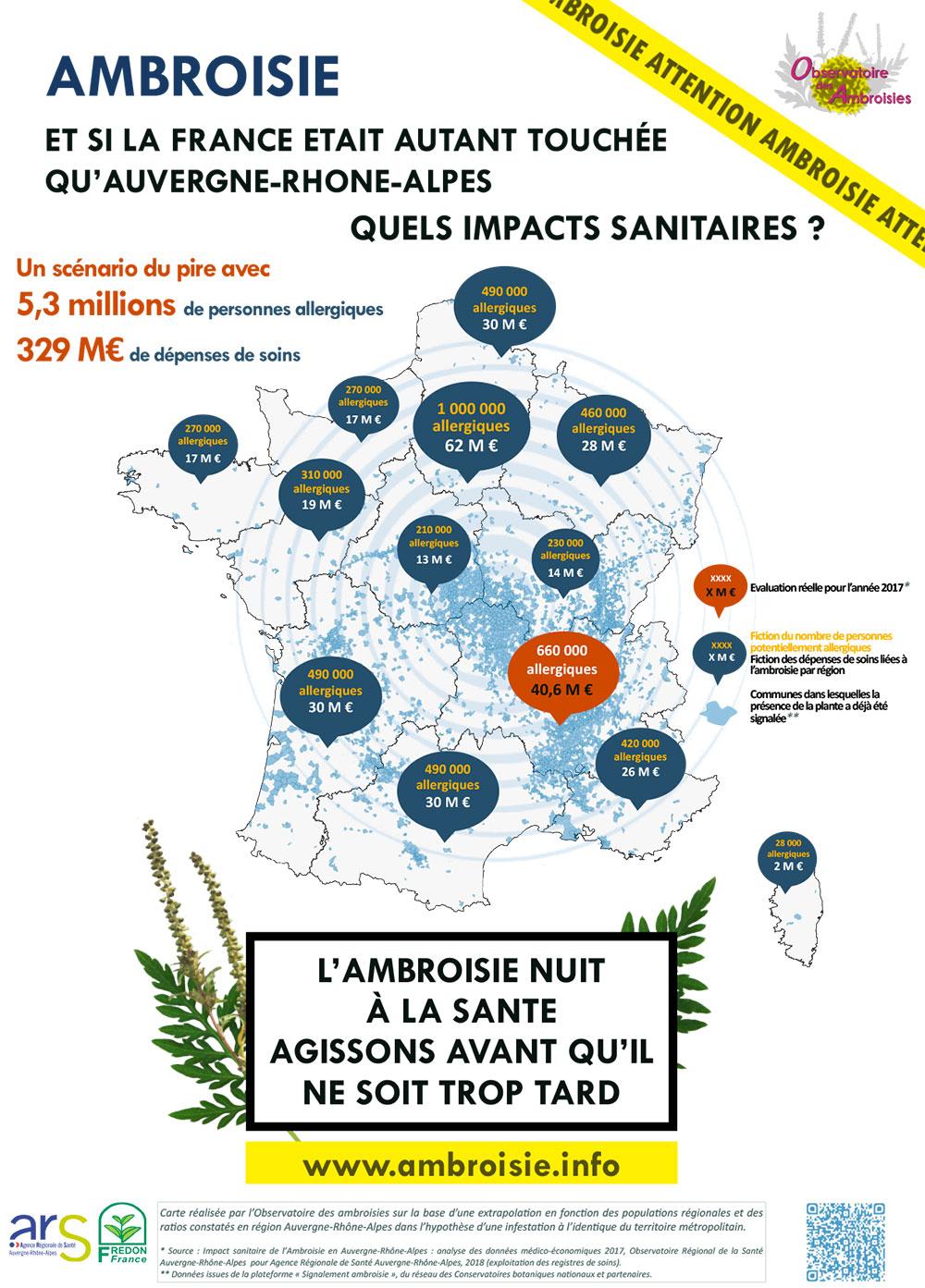 Carte impacts ambroisie France