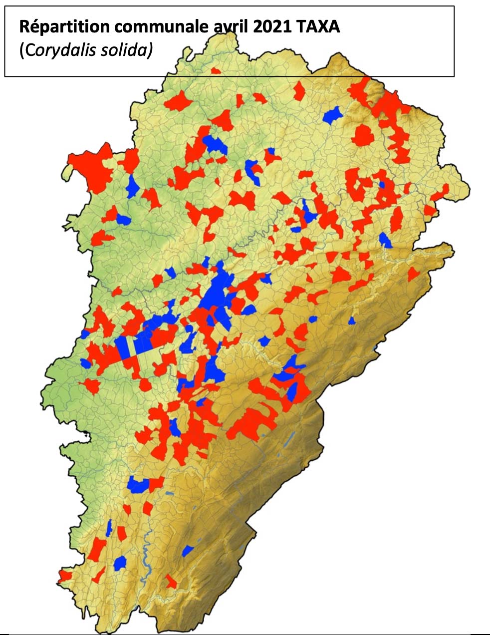 Carte de répartition corydale solide Franche-Comté